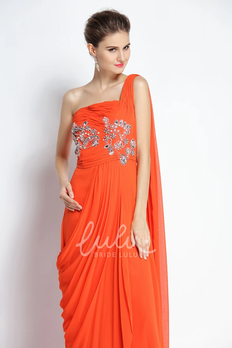 A-Line Chiffon Prom Dress Floor-length One-shoulder + Draping + Unique