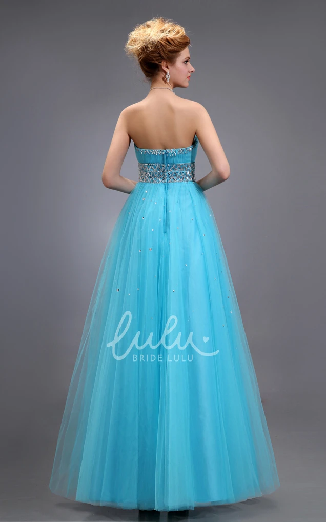 Empire Beaded Tulle Formal Dress with Pleats and Sweetheart Neckline