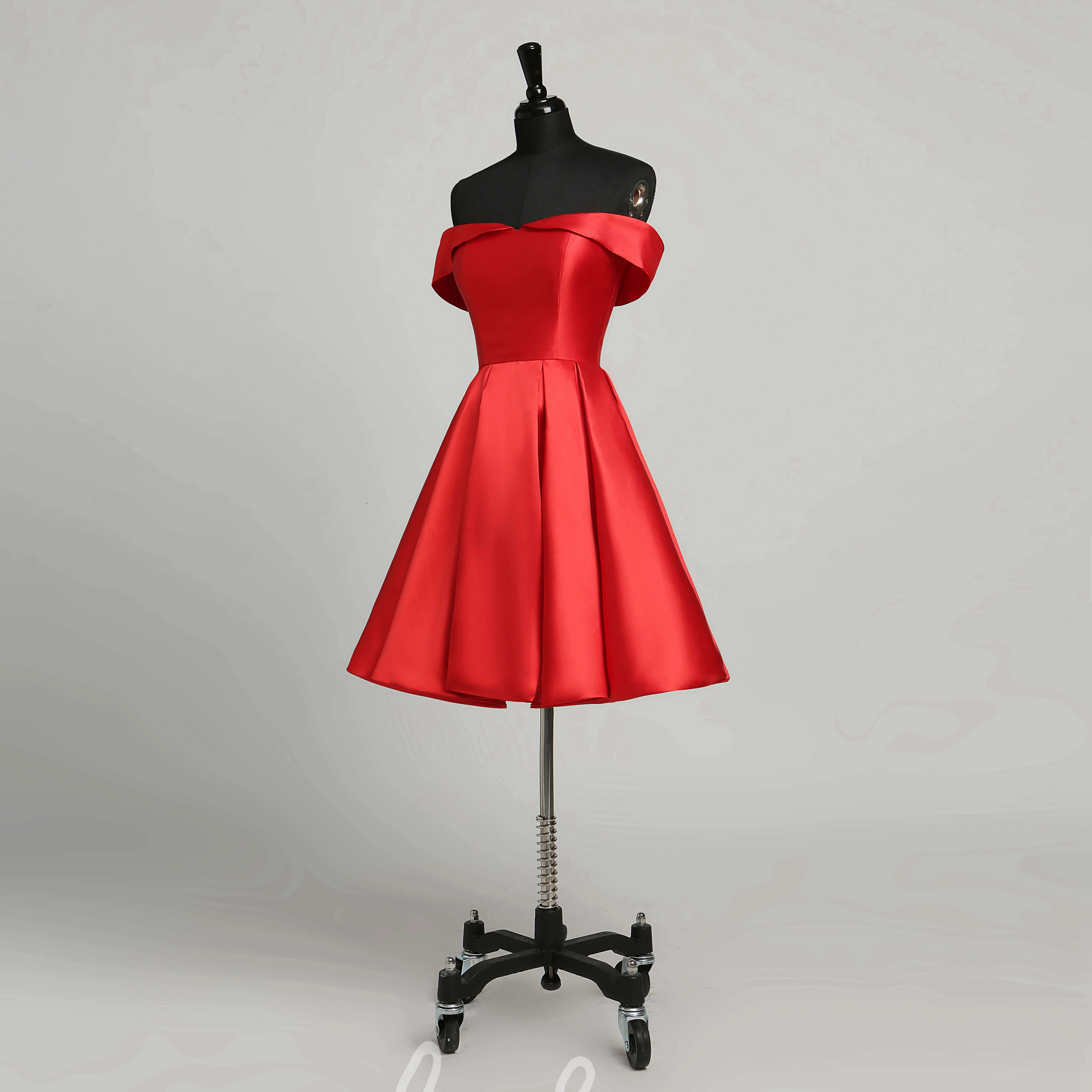 Elegant Satin A-Line Off-the-Shoulder Sleeveless Mini Formal Dress