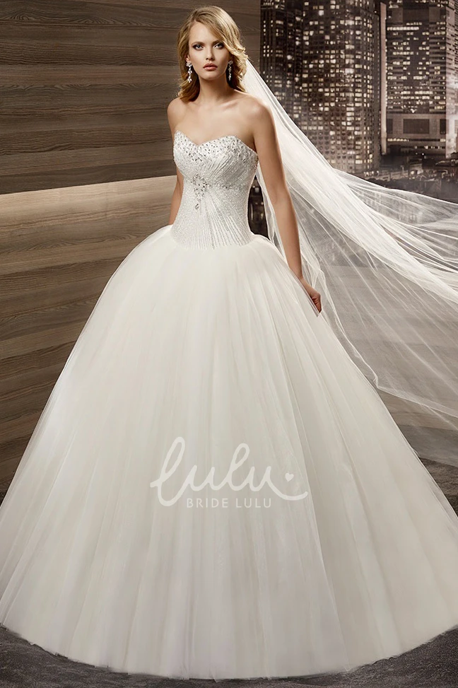Beaded Sweetheart A-line Wedding Dress with Pleated Skirt