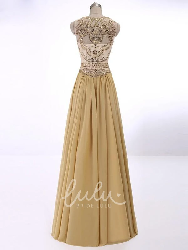 Crystal Scoop Sleeveless Chiffon A-Line Formal Dress