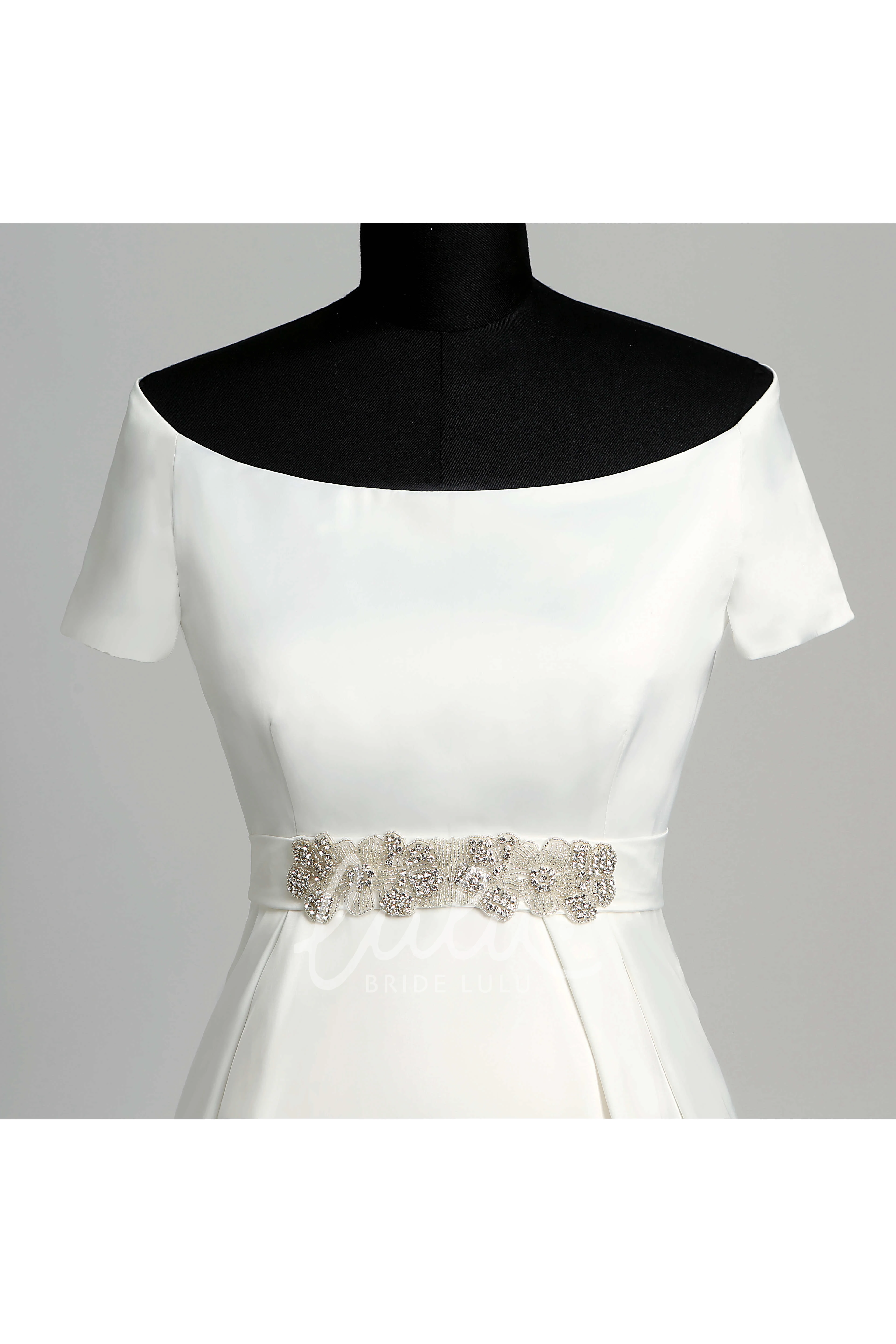 Satin Maternity Wedding Dress with Beading and Floor-Length A-Line Silhouette