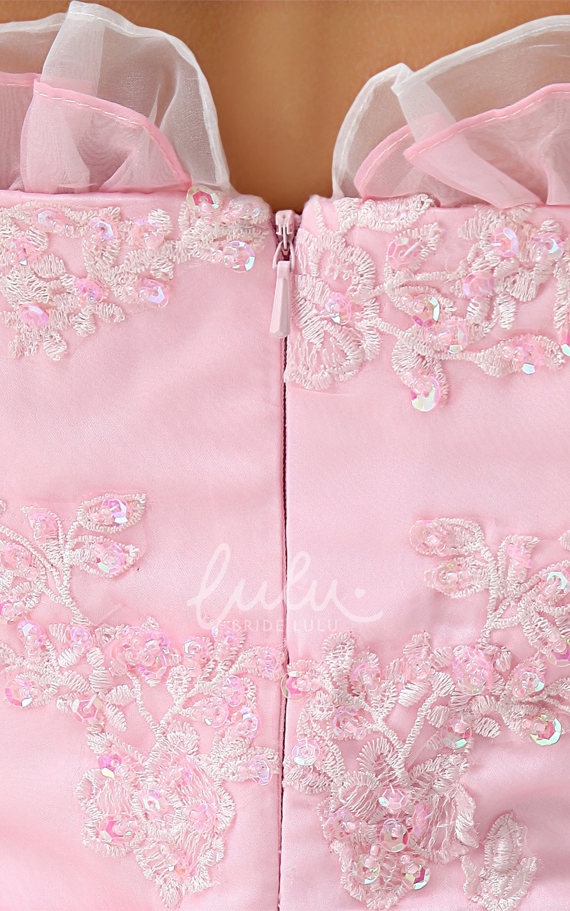 Adorable Floral Short Boho Lace Tulle Strapless A-Line Mini Dress with Appliques and Flower