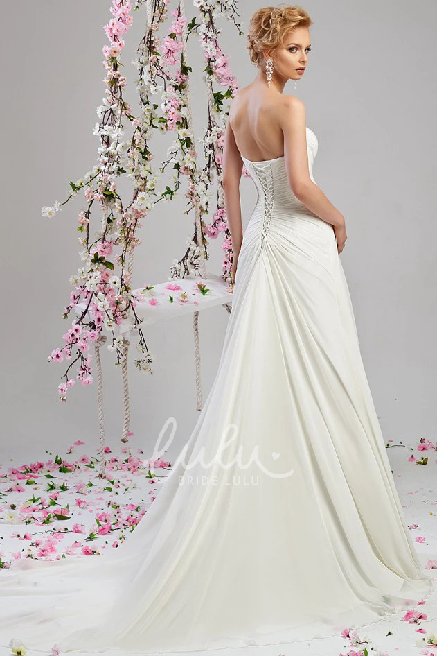 Chiffon A-Line Wedding Dress Sweetheart Criss-Cross Lace Up