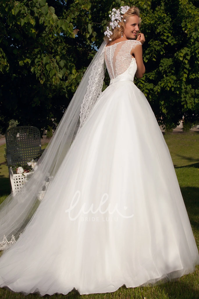 V-Neck Appliqued Tulle Maxi Wedding Dress with Beading Unique Bridal Gown