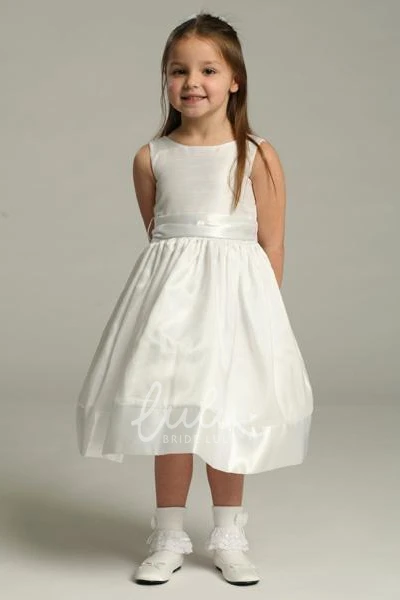 Floral Tea-Length Flower Girl Dress Unique Bridesmaid Dress for Girls