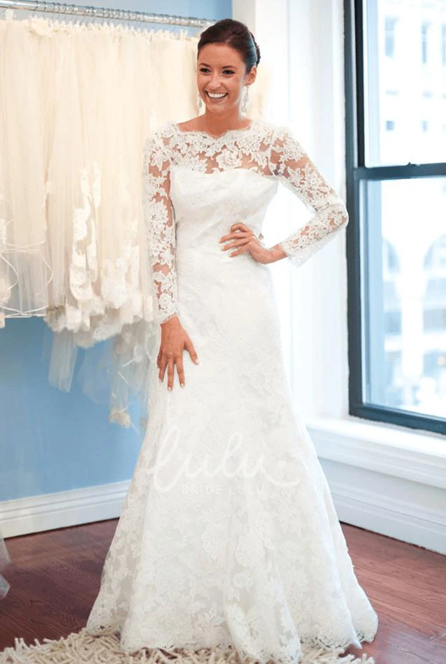 Elegant White Lace Wedding Dress with Long Sleeves Modern & Chic