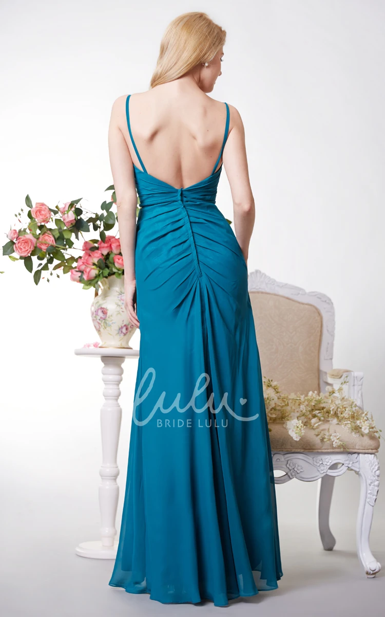 A-line Chiffon Bridesmaid Dress with Spaghetti Straps and Open Back Sexy & Flowy