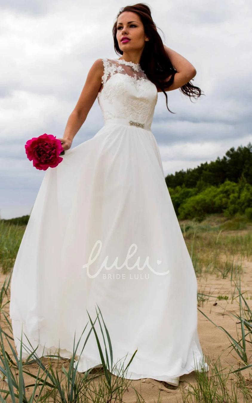 Chiffon Lace Wedding Dress with Illusion Elegant 2025 Bridal Gown