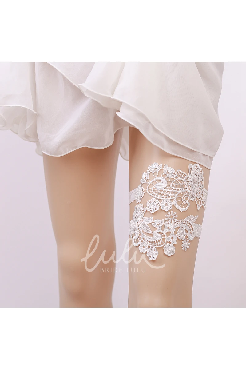 White Lace Princess Style Two-Piece Garter Set for Weddings