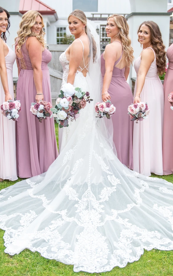 Bohemian Plus Size Sexy Beach Plunging Neckline Mermaid Court Train Lace Appliques Wedding Dress