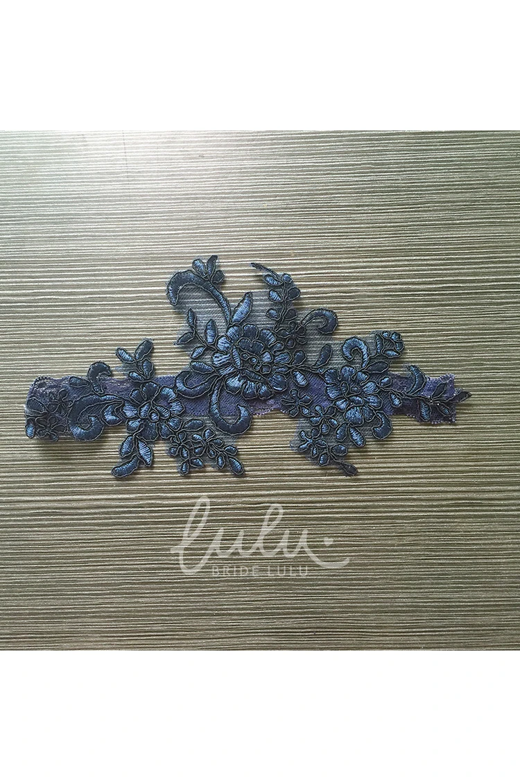 Blue Large Flower Lace Garter Elastic 16-23inch Perfect for Weddings and Proms