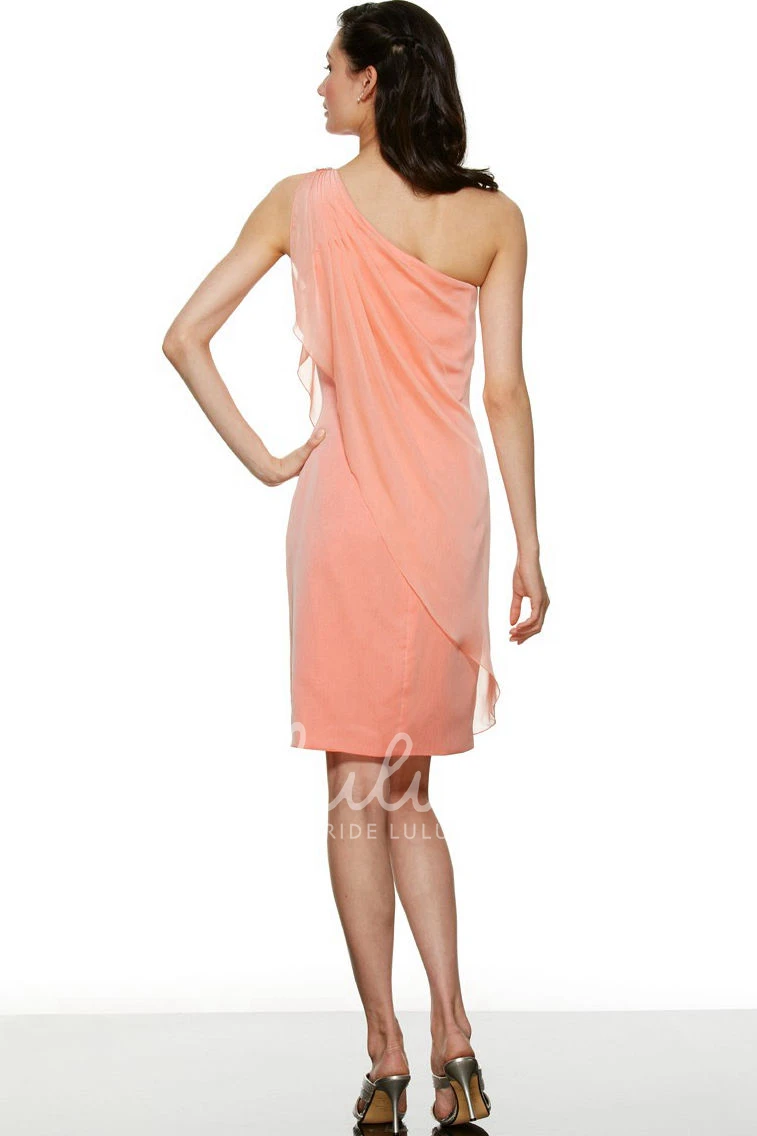 Draped One-Shoulder Chiffon Bridesmaid Dress Knee-Length