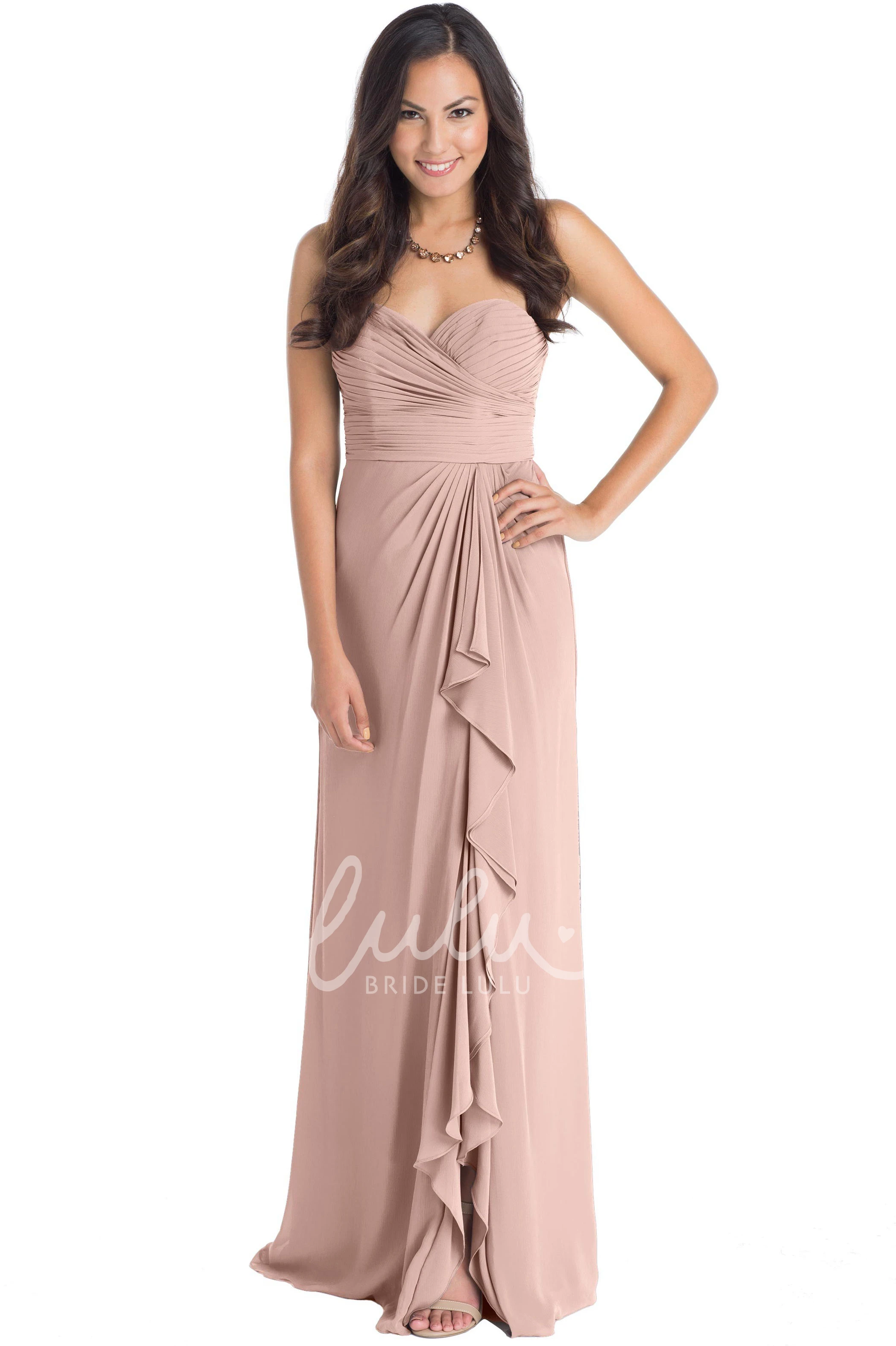 Sweetheart Criss-Cross Chiffon Bridesmaid Dress Maxi Sleeveless Convertible Multi-Color Draping