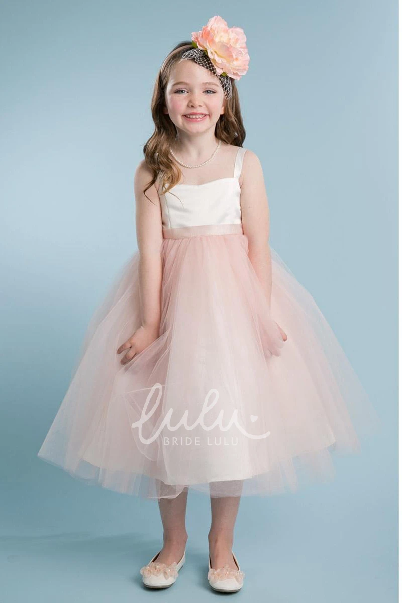 Spaghetti Empire Tiered Tulle & Satin Beach Wedding Dress Boho & Modern