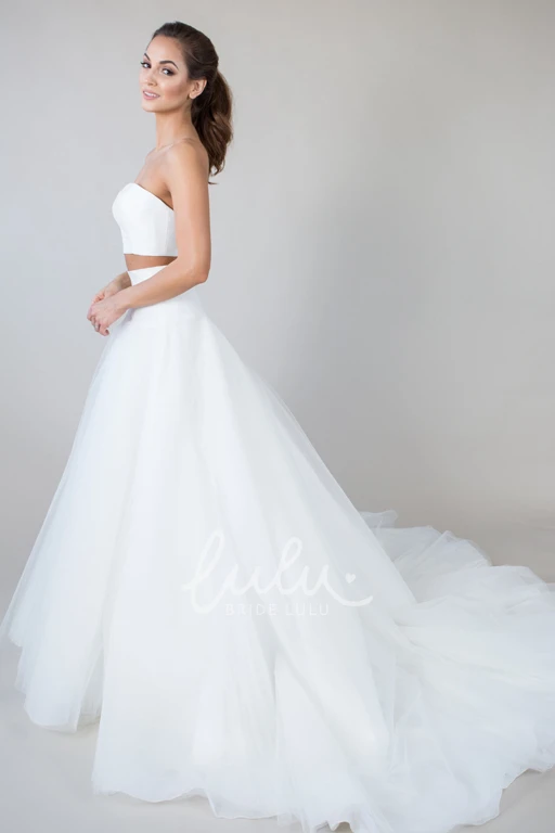 Sweetheart A-Line Tulle Wedding Dress with V Back Modern Bridal Dress