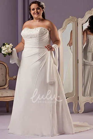 Lace-Up A-Line Bridal Gown with Shawl and Waist Flower Elegant Lace Wedding Dress