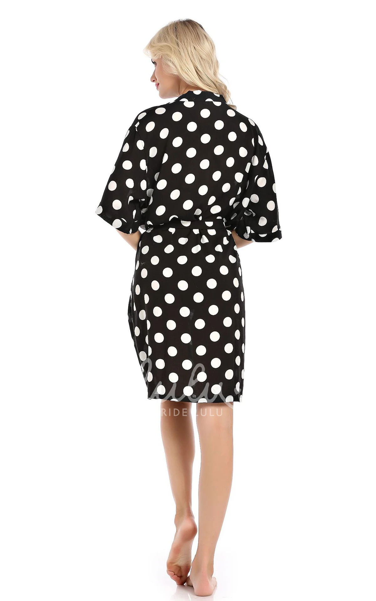 Polka Dot Bride Bridesmaid Half Sleeved Short Robe