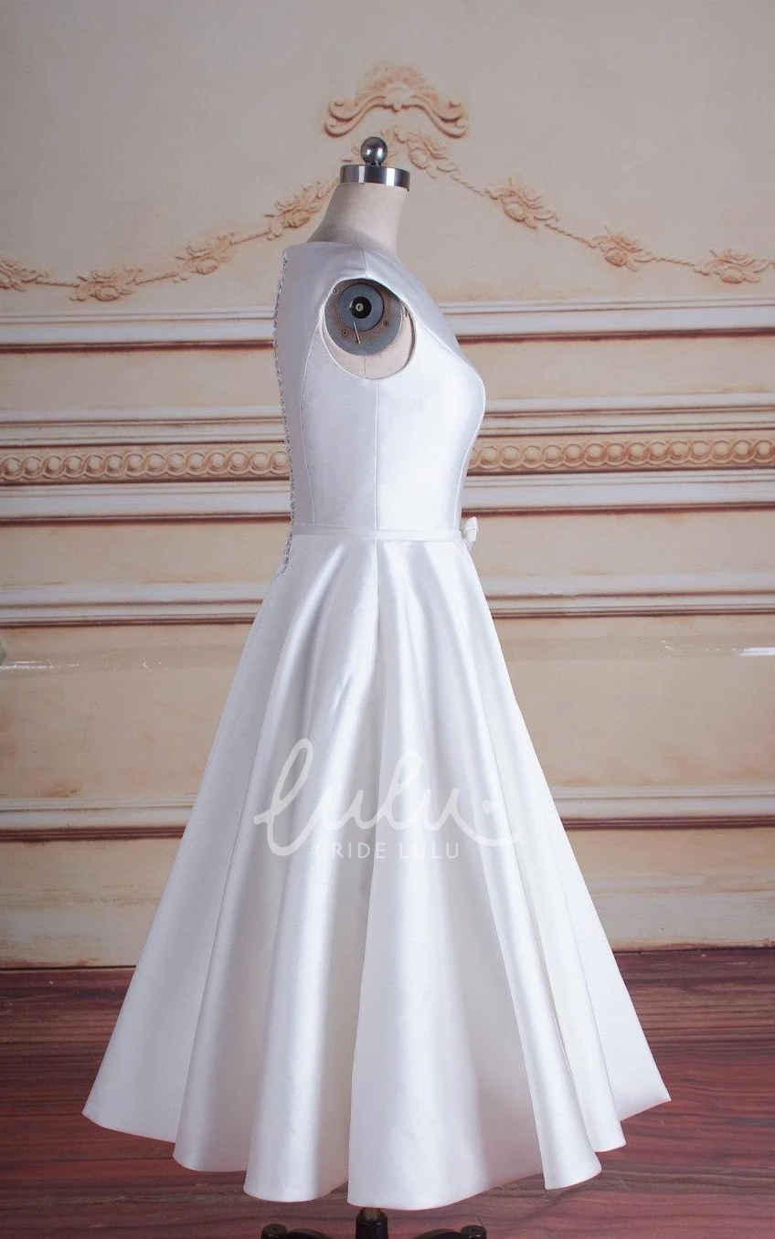 Short Satin A-Line Spring Wedding Dress Chic Simple Modern
