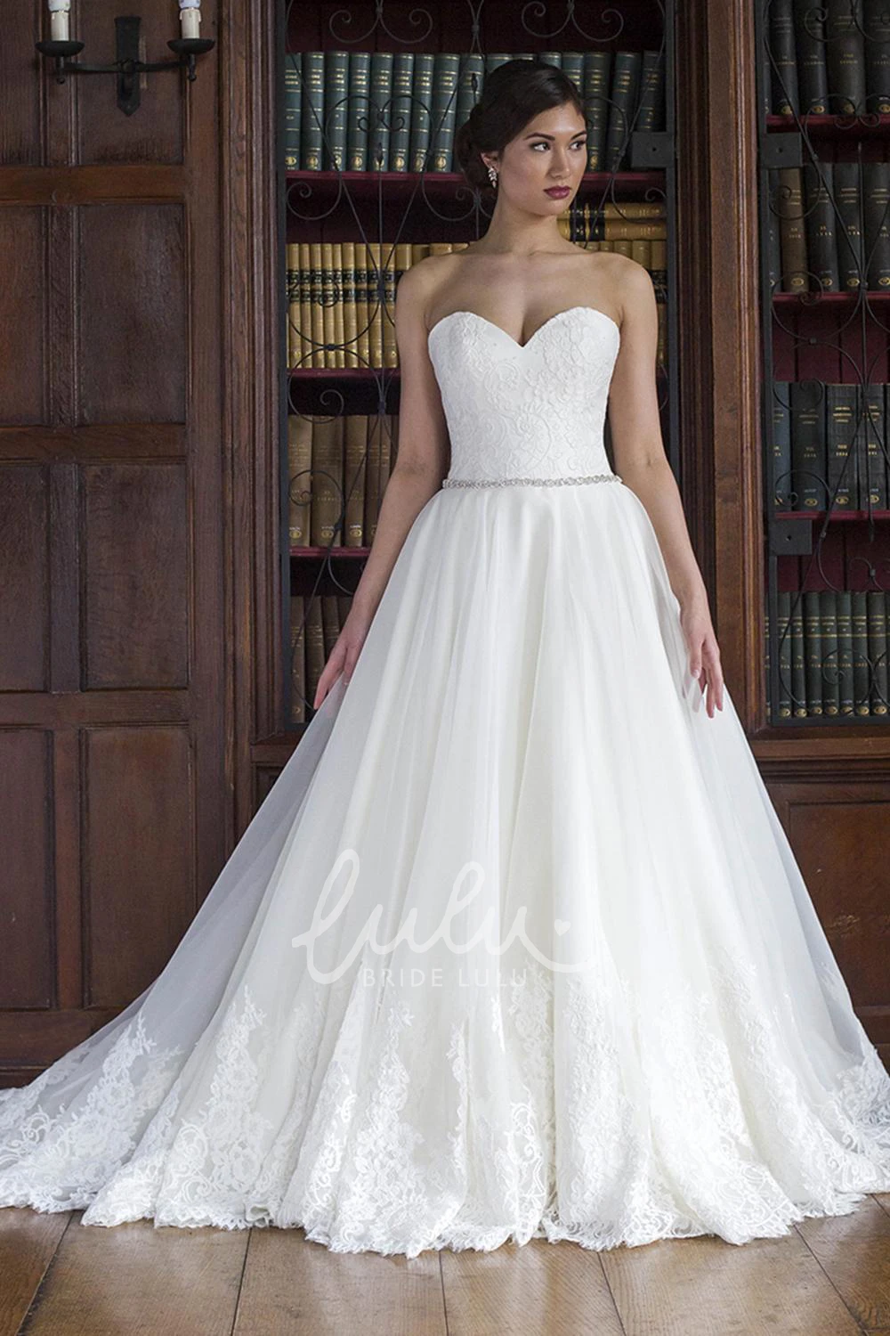 Jeweled Sweetheart Lace Ball Gown Wedding Dress Unique Bridal Gown