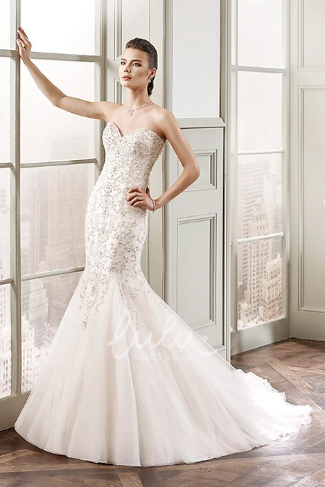 Sweetheart Mermaid Wedding Dress with Tulle and Beading Unique Bridal Gown