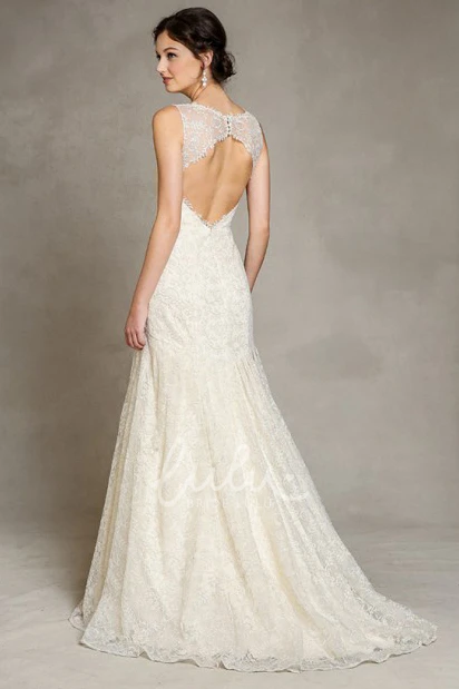V-Neck Lace Floor-Length Wedding Dress Romantic Bridal Gown