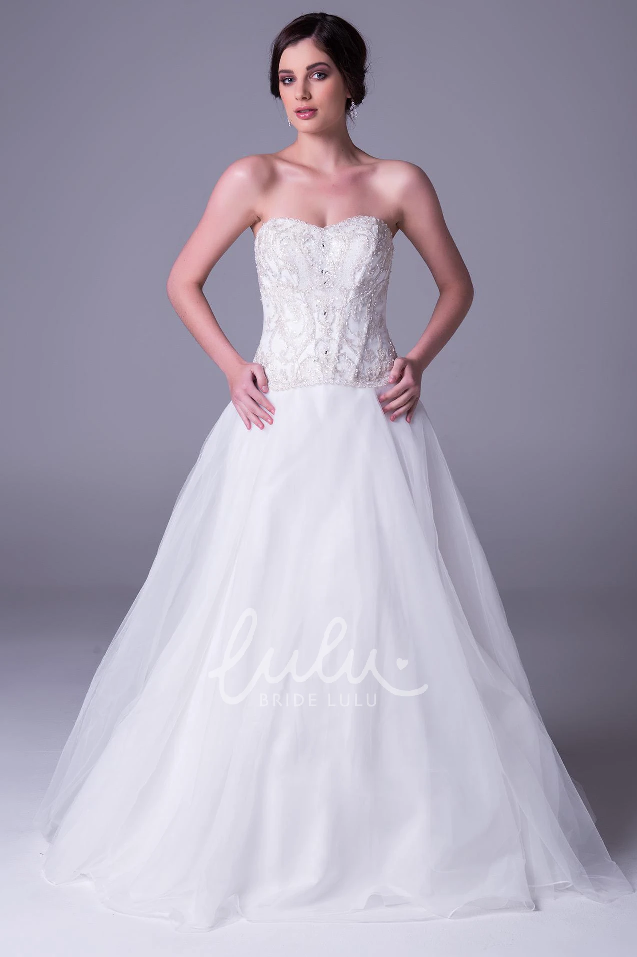Crystal A-Line Sweetheart Tulle Wedding Dress