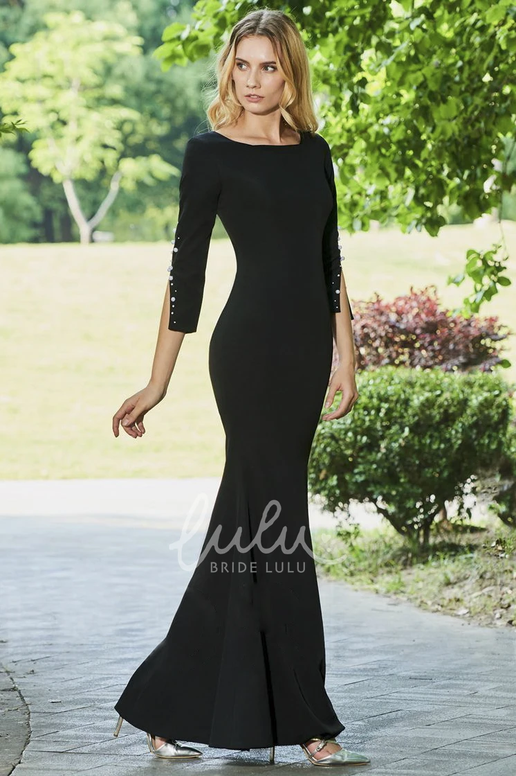 Modest Mermaid Spandex Dress with Pearls for Formal