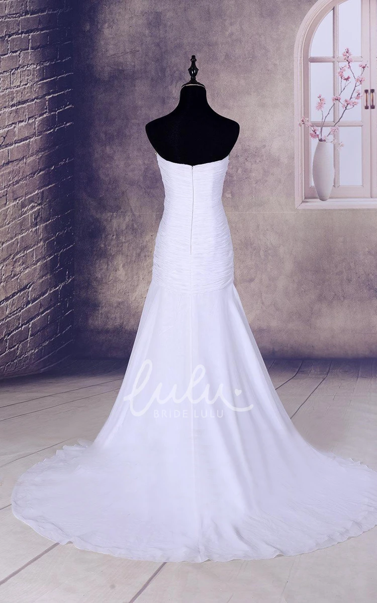 Sweetheart Chiffon Dress With Beading And Court Train