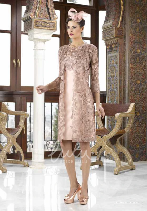 Knee-Length Satin Appliqued Mother of the Bride Dress Casual Dress