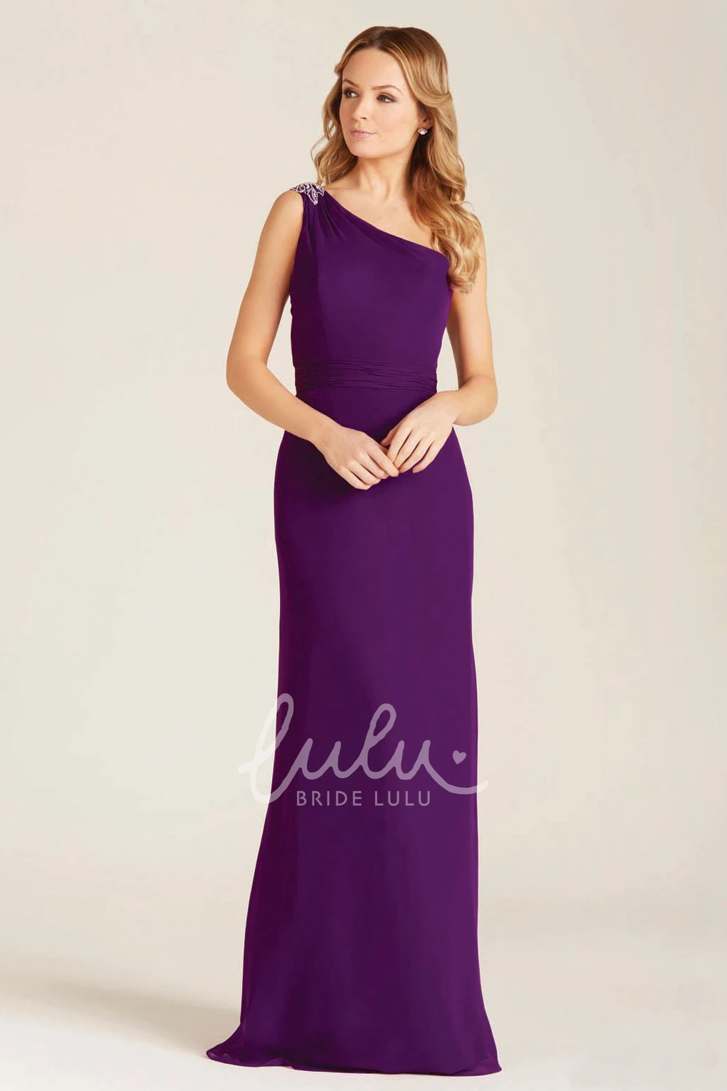 Sleeveless One-Shoulder Chiffon Bridesmaid Dress Elegant and Flowy