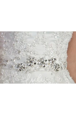 Embroidered Crystal Waist Ball Gown Wedding Dress with Sweetheart Neckline