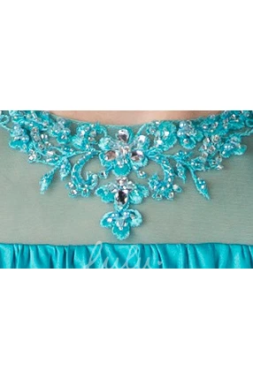 Crystal Neck Cap Sleeve Taffeta Flower Girl Dress with Bandage Elegant Ankle Length