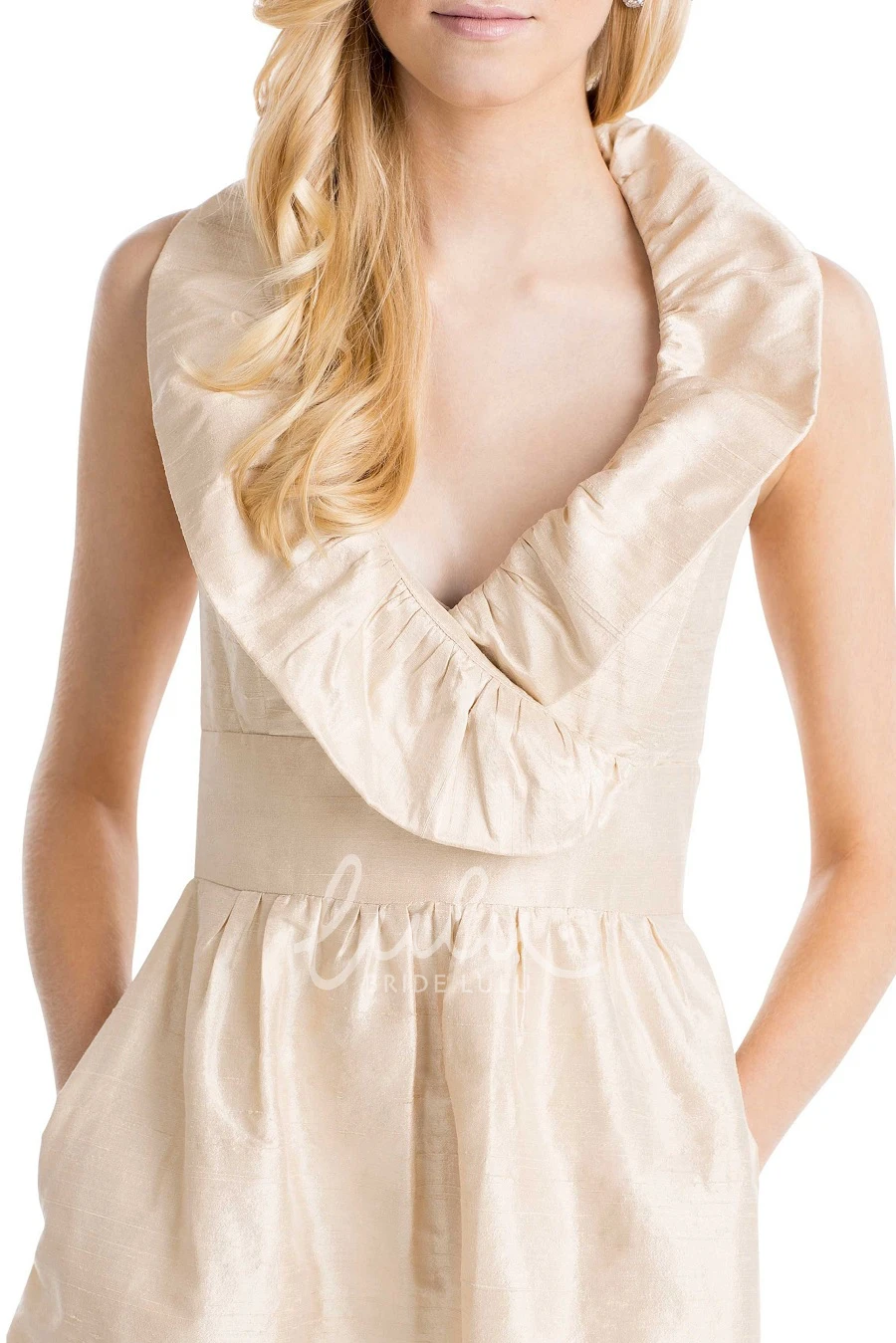 Cowl Neck Taffeta Multi-Color Bridesmaid Dress Sleeveless A-Line Style