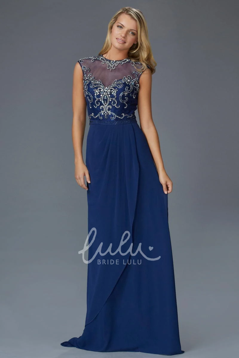 Cap-Sleeve Jersey Sheath Dress with Beading Modern Formal Dress