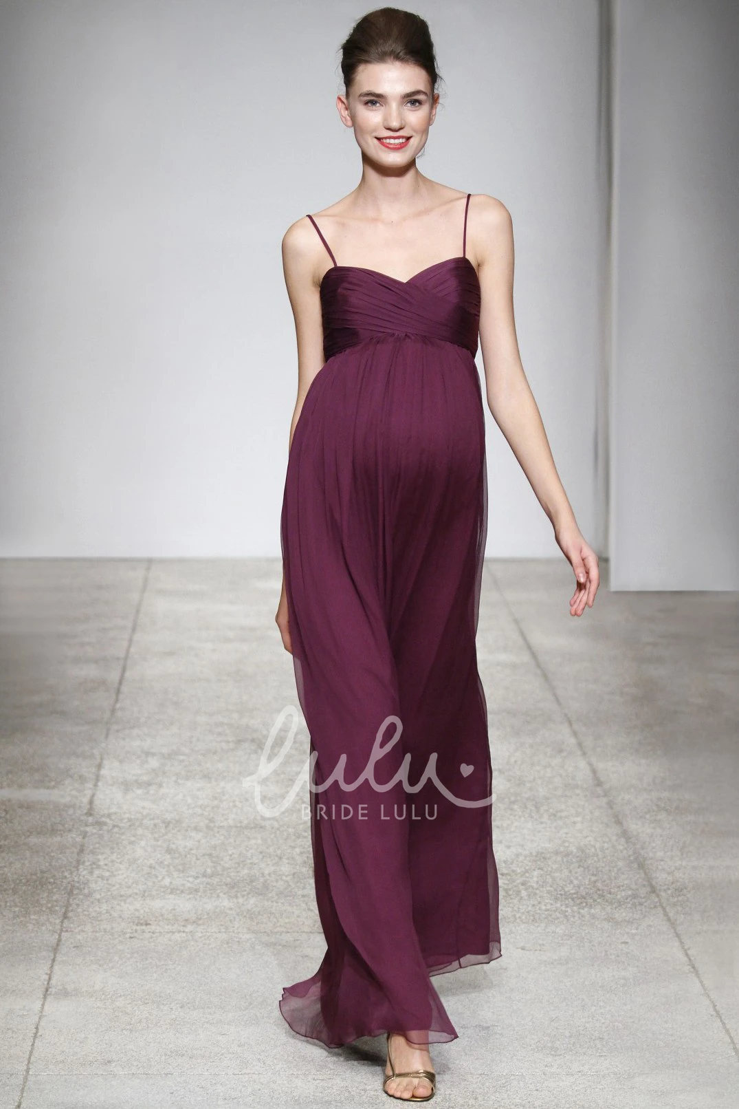 Maxi Chiffon Bridesmaid Dress with Criss Cross Flowy Bridesmaid Dress