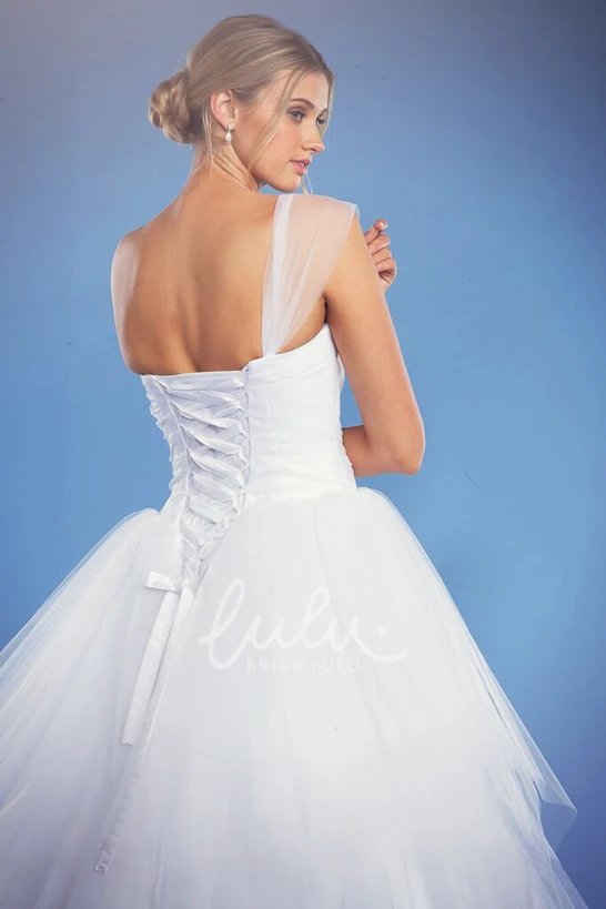 Ruched Tulle One-Shoulder Ball Gown Wedding Dress Glamorous Wedding Dress