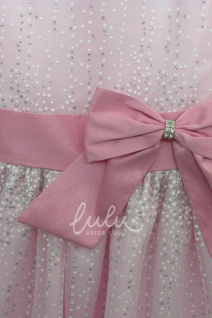 Tiered Tulle&Satin Flower Girl Dress Tea-Length