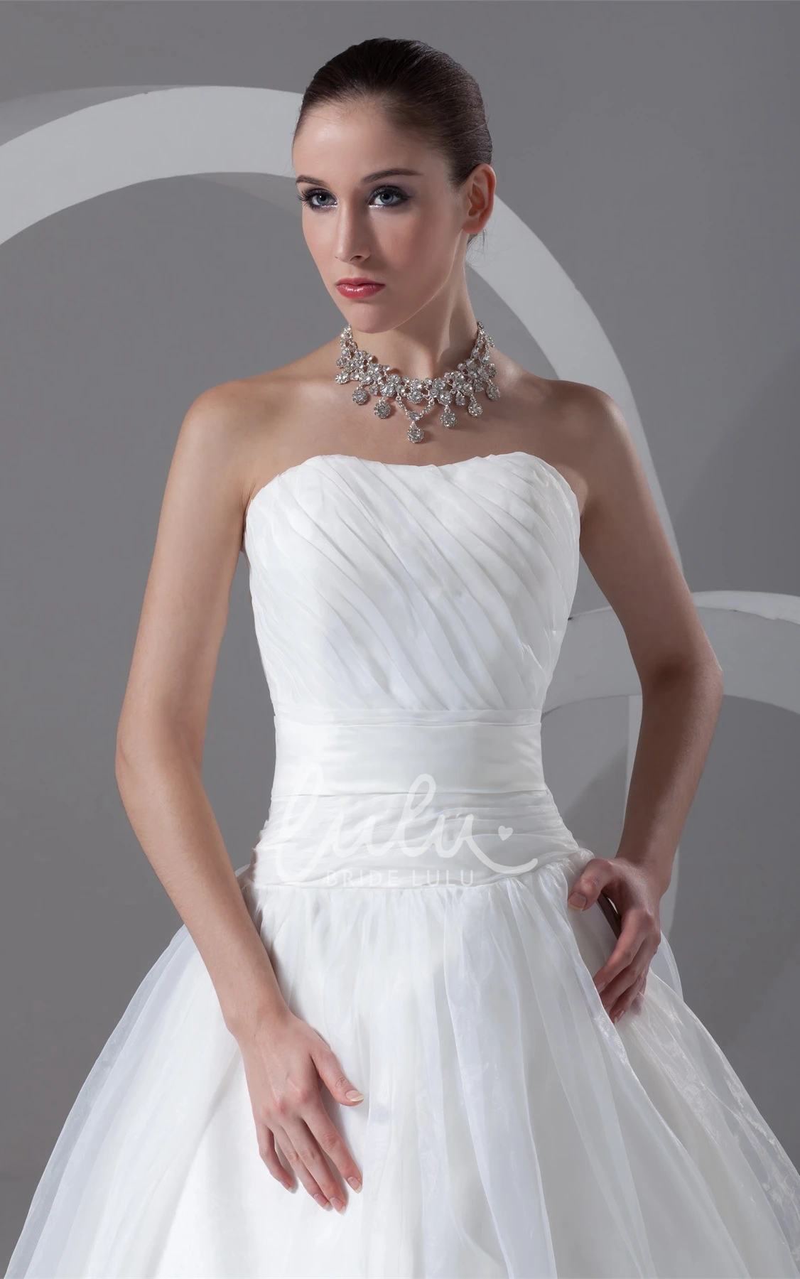 Maxi Strapless A-Line Ruched Wedding Dress with Sweep Train