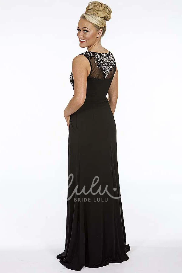 Sleeveless Beaded Scoop Long Chiffon Prom Dress Flowy Beaded Chiffon Prom Dress with Scoop Neckline