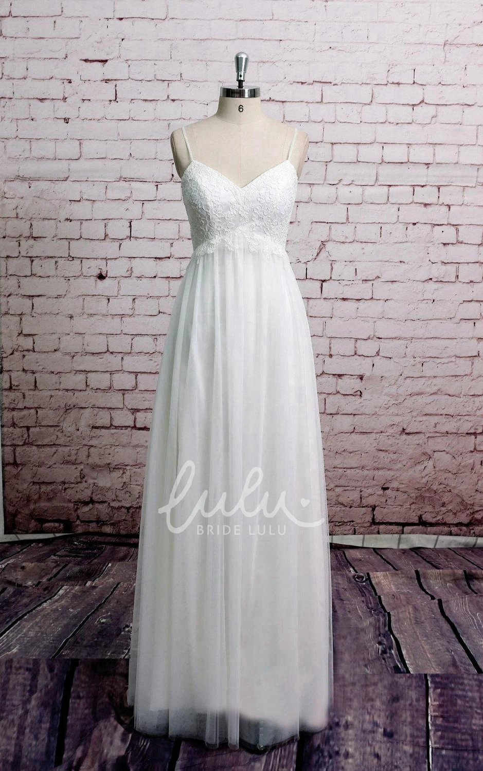 Tulle Wedding Dress with Lace Corset and Spaghetti Straps Modern Bridal Gown