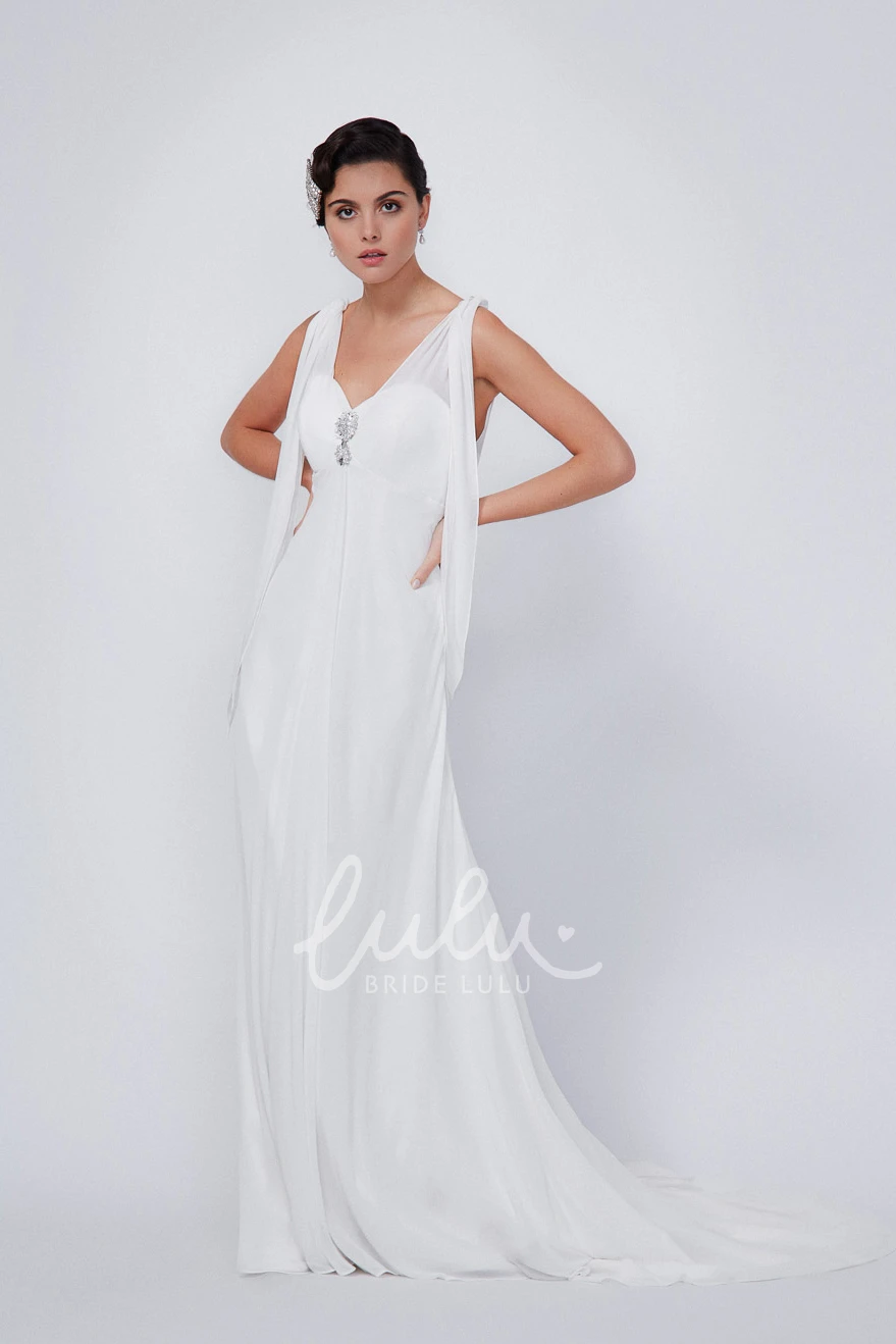 Ethereal Sheath Wedding Dress Chiffon & Court Train