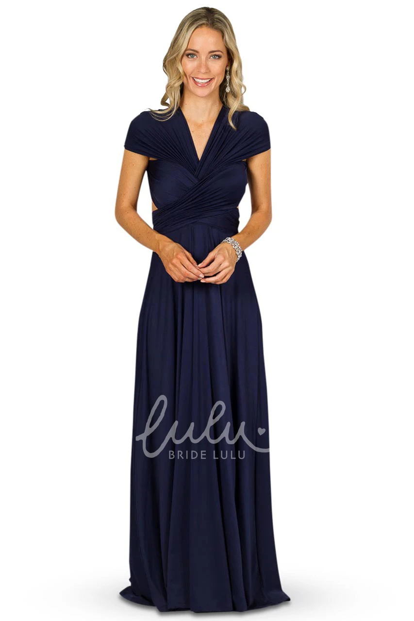 A-Line Halter Maxi Chiffon Bridesmaid Dress Sleeveless and Convertible