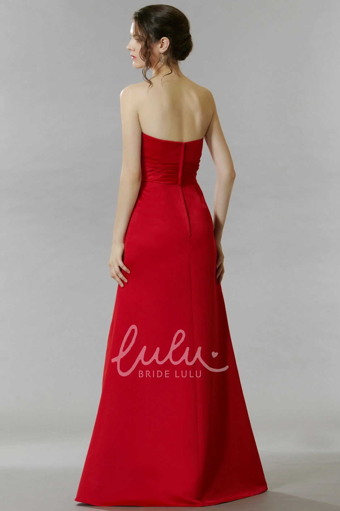 Strapless Satin Bridesmaid Dress with Ruched Bodice Classy Dress for Bridesmaids