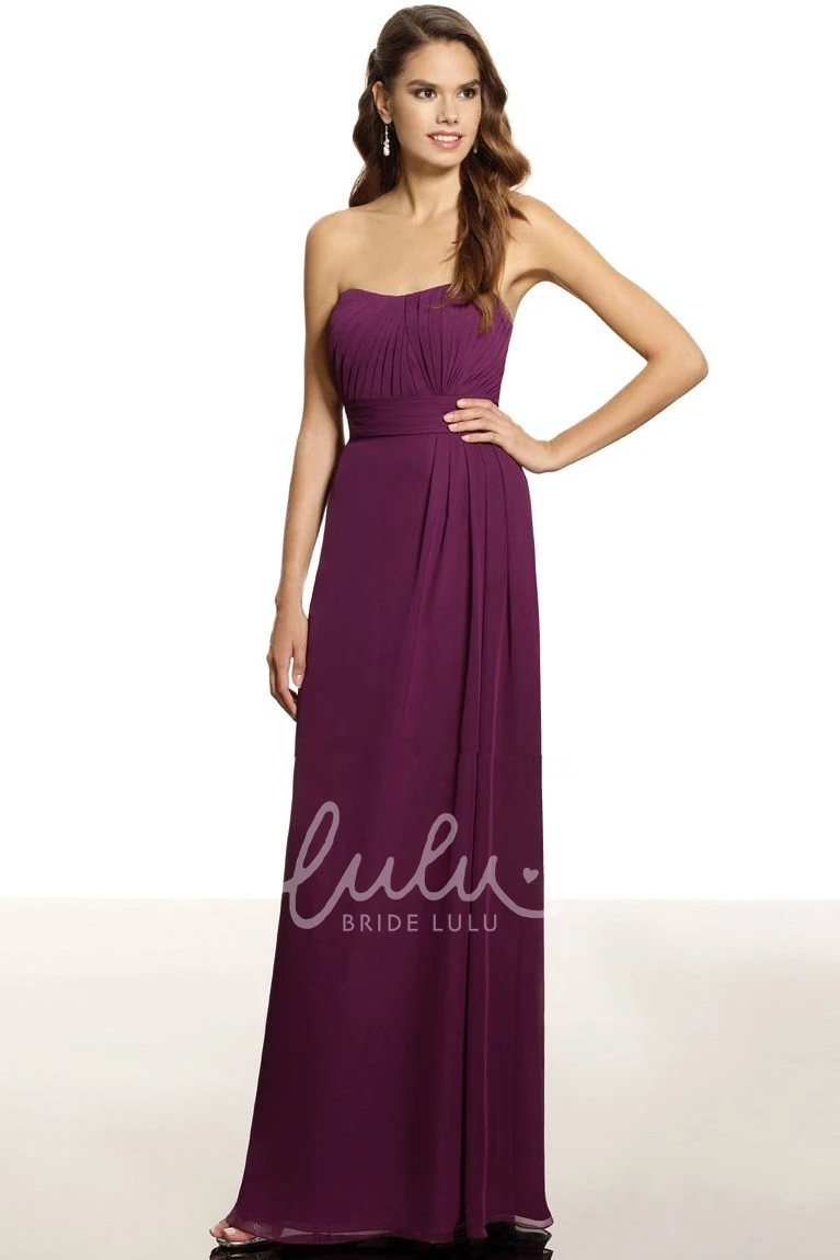 Strapless Chiffon Bridesmaid Dress with Ruched Detail Beautiful Prom Dress
