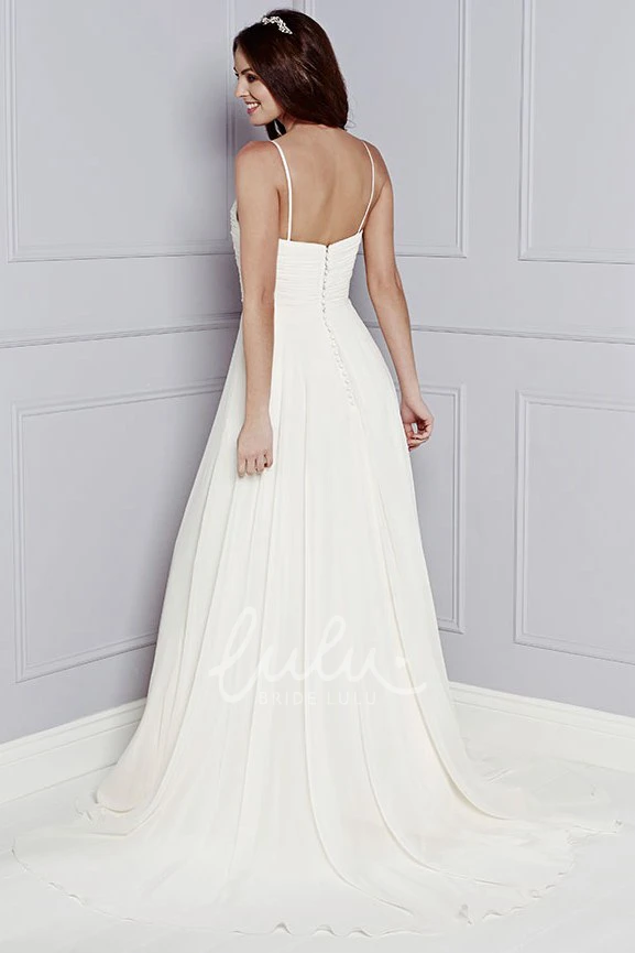 Chiffon A-Line Wedding Dress with Spaghetti Straps