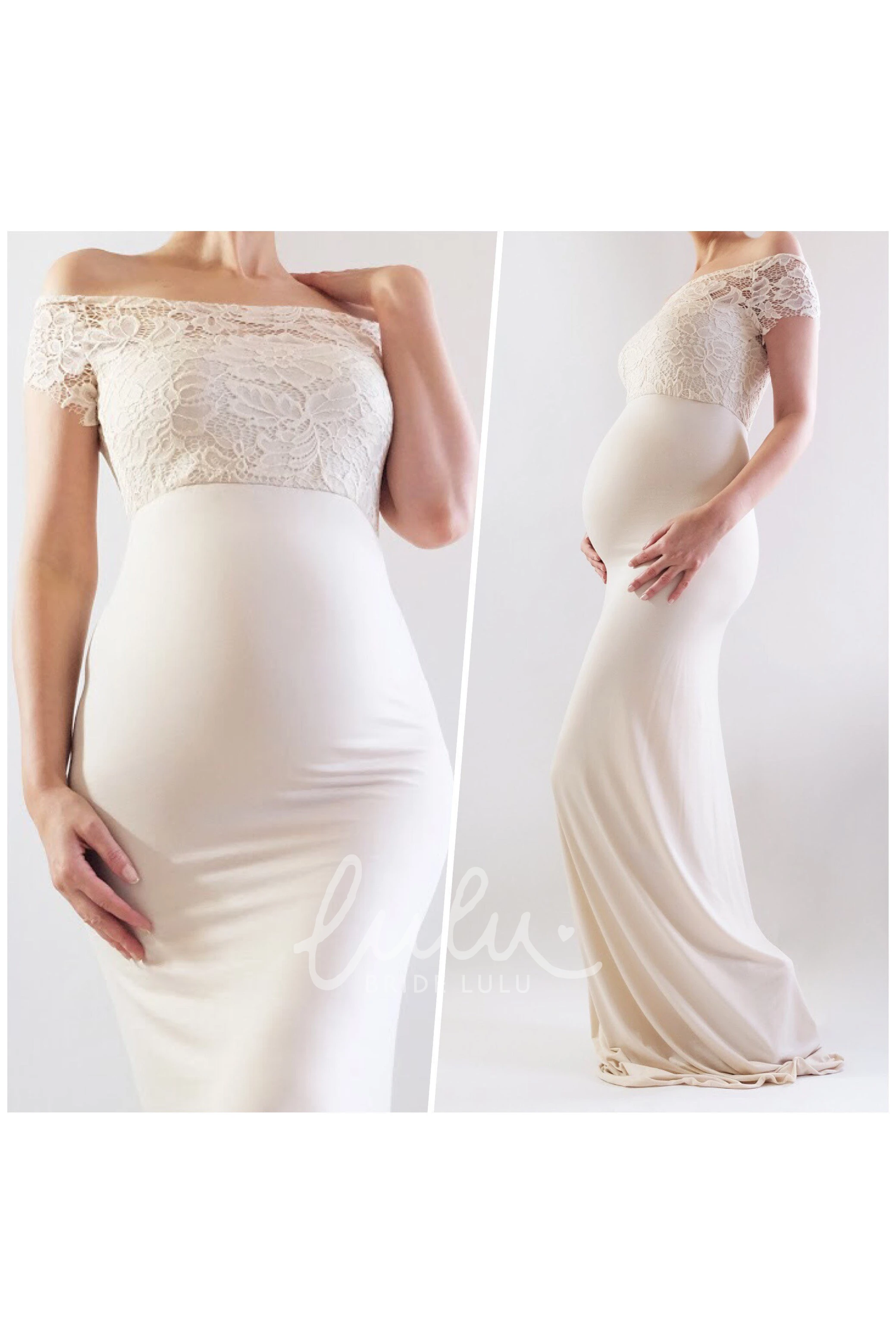 Boho Maternity Dress with Short Sleeves and Empire Waist