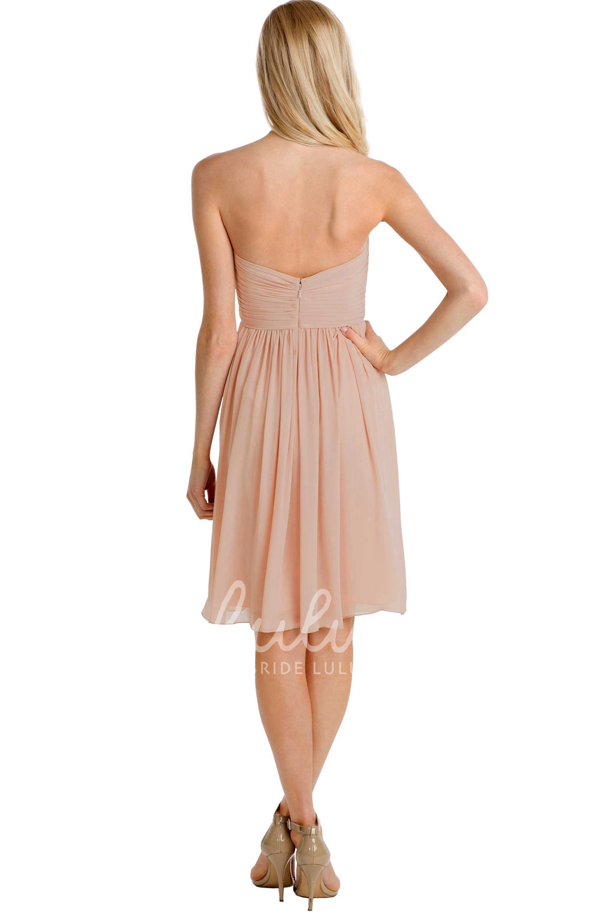 Spaghetti Sleeveless Chiffon Bridesmaid Dress Knee-Length Criss-Cross Multi-Color