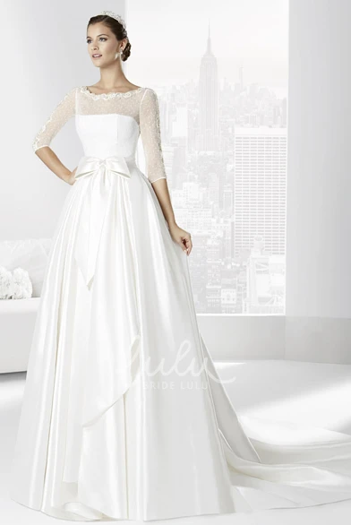 Mermaid Appliqued Lace Wedding Dress with Cap-Sleeve and Waist Jewellery