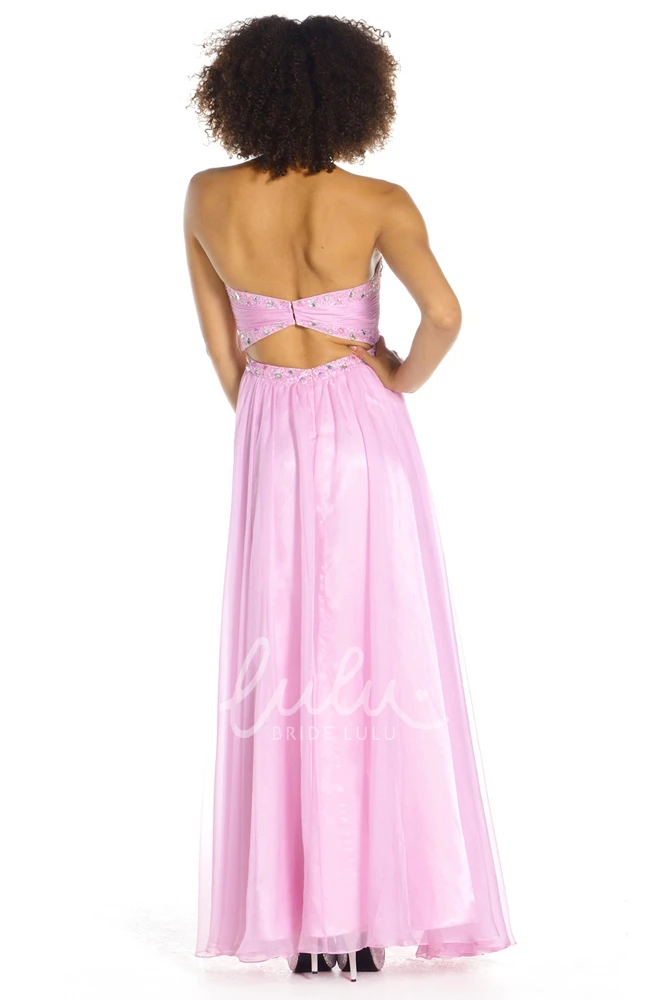 Chiffon Sweetheart Prom Dress Sleeveless Beaded